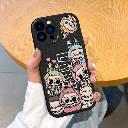 Picture of Cartoon Labubu Phone Case - Full-Covered Painted Labubu Family Phone Case for iPhone - Fun Character Gift