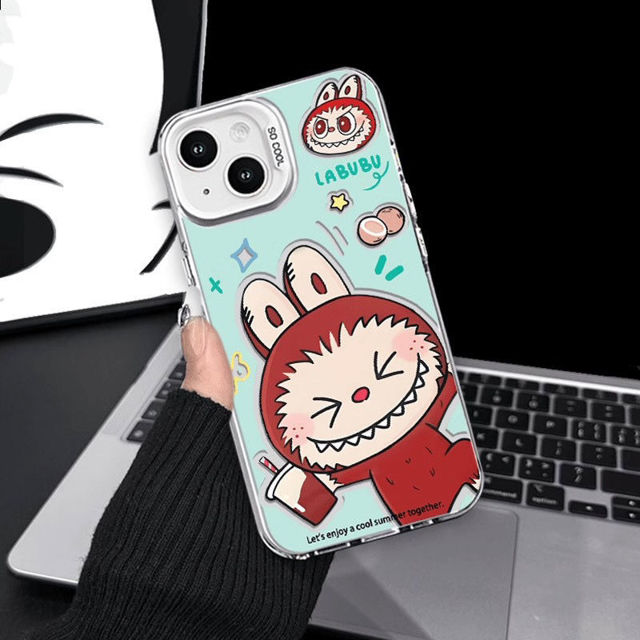 Picture of Cartoon Labubu Phone Case - Painting Style for iPhone - Fun Character Gift