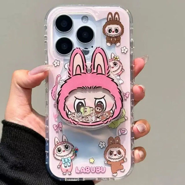 Picture of Cartoon Labubu Phone Case - Pink Magnetic Style for iPhone and Galaxy - Fun Character Gift