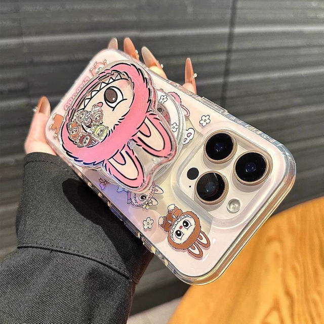 Picture of Cartoon Labubu Phone Case - Pink Magnetic Style for iPhone and Galaxy - Fun Character Gift