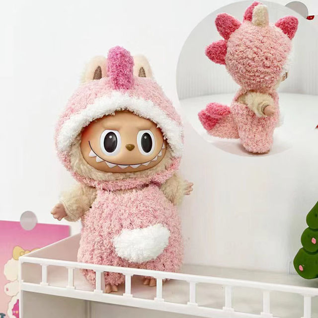 Picture of Cloud Plush Pink Dinosaur - Labubu Clothing Set - Doll and Shoes Not Included