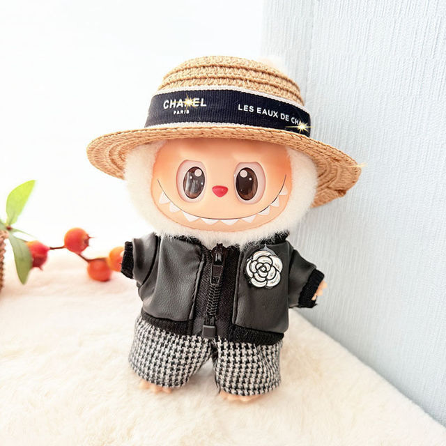 Picture of CHANEL Style Floral Leather Jacket - Labubu Clothing Set - Doll and Shoes Not Included