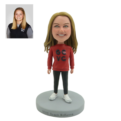 Picture of Custom Bobbleheads:  Girl Customized Name on Top | Personalized Bobbleheads for the Special Someone as a Unique Gift Idea｜Best Gift Idea for Birthday, Christmas, Thanksgiving etc.