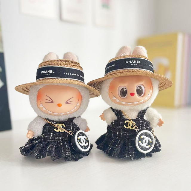 Picture of Custom Labubu Clothing Sets - Black Chanel Style Hat and Skirt Set - Doll & Shoes Not Included