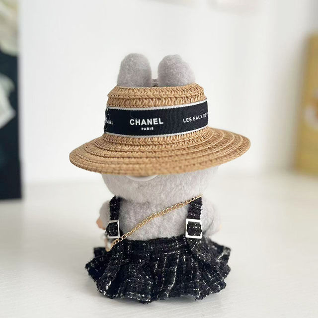 Picture of Custom Labubu Clothing Sets - Black Chanel Style Hat and Skirt Set - Doll Not Included