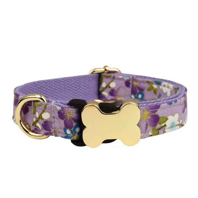 Picture of Personalized Pet Name Collar - Small Floral Series - Engraved Pet Name Dog Bone Tag - Gift for Pets