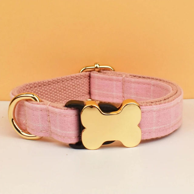 Picture of Personalized Pet Name Collar - Grid Series - Engraved Pet Name Dog Bone Tag - Gift for Pets