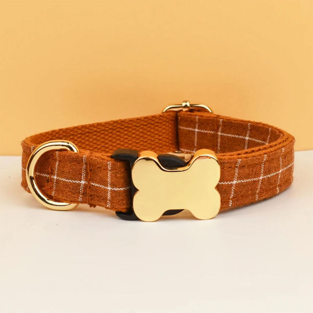 Picture of Personalized Pet Name Collar - Grid Series - Engraved Pet Name Dog Bone Tag - Gift for Pets