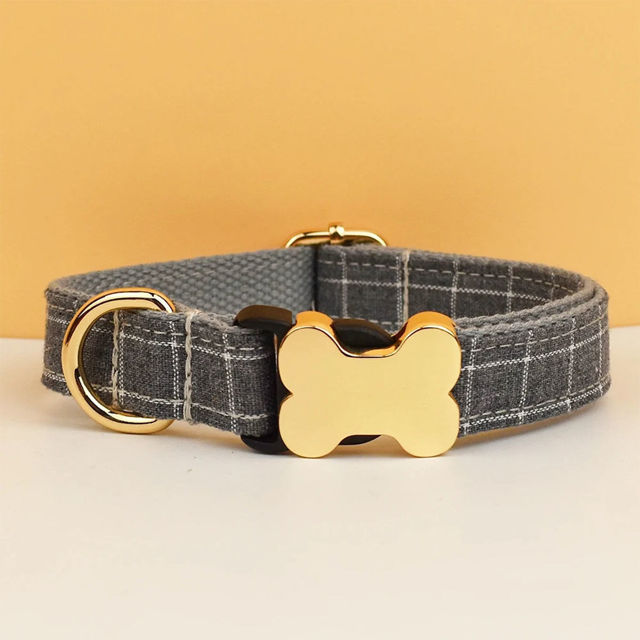 Picture of Personalized Pet Name Collar - Grid Series - Engraved Pet Name Dog Bone Tag - Gift for Pets