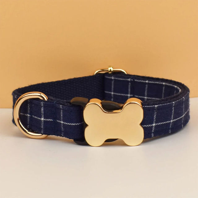 Picture of Personalized Pet Name Collar - Grid Series - Engraved Pet Name Dog Bone Tag - Gift for Pets
