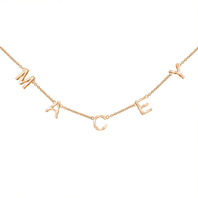 Picture of Dainty Initial Necklace - Sideways Initial Necklace - Spaced Letter Name Necklace