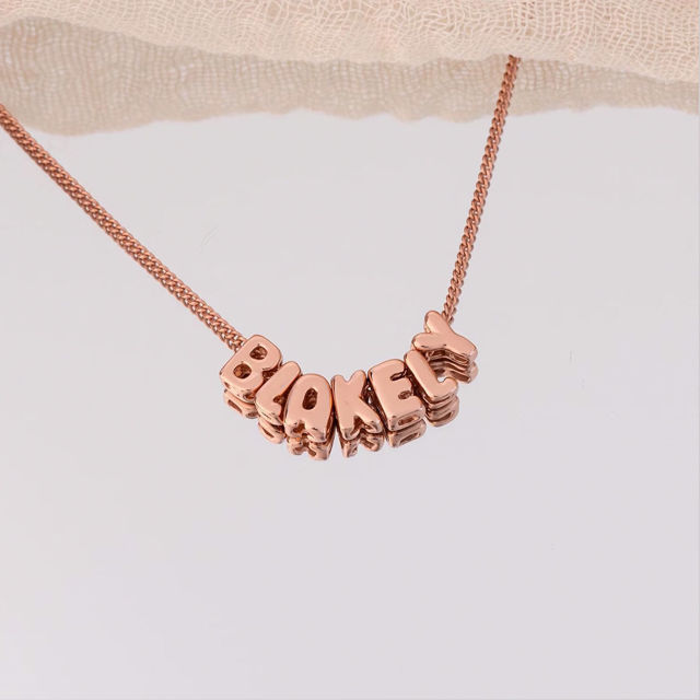 Picture of Custom Bubble Initial Necklace - Personalized Bubble Name Necklace - Custom Jewelry