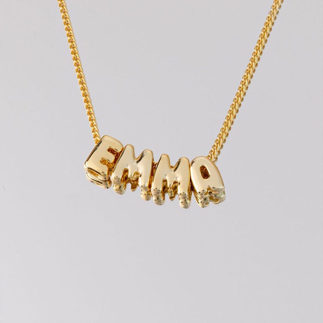 Picture of Custom Bubble Initial Necklace - Personalized Bubble Name Necklace - Custom Jewelry