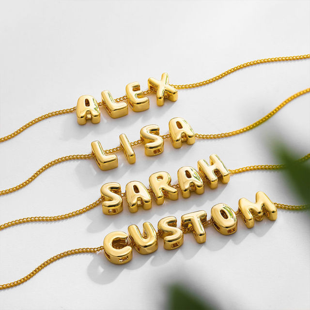 Picture of Custom Bubble Initial Necklace - Personalized Bubble Name Necklace - Custom Jewelry