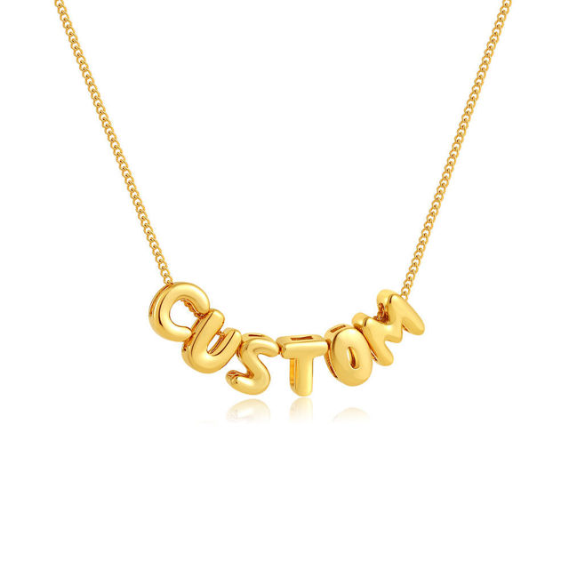 Picture of Custom Bubble Initial Necklace - Personalized Bubble Name Necklace - Custom Jewelry