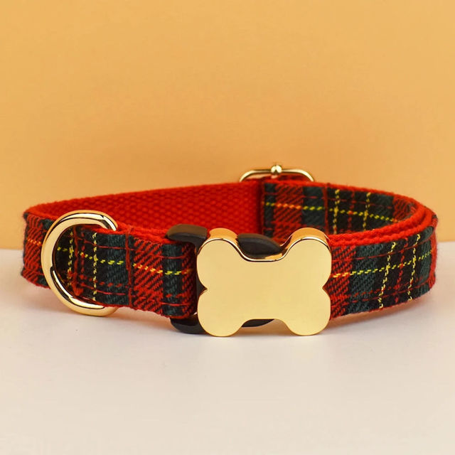 Picture of Personalized Pet Name Collar - Grid Series - Engraved Pet Name Square Tag - Gift for Pets