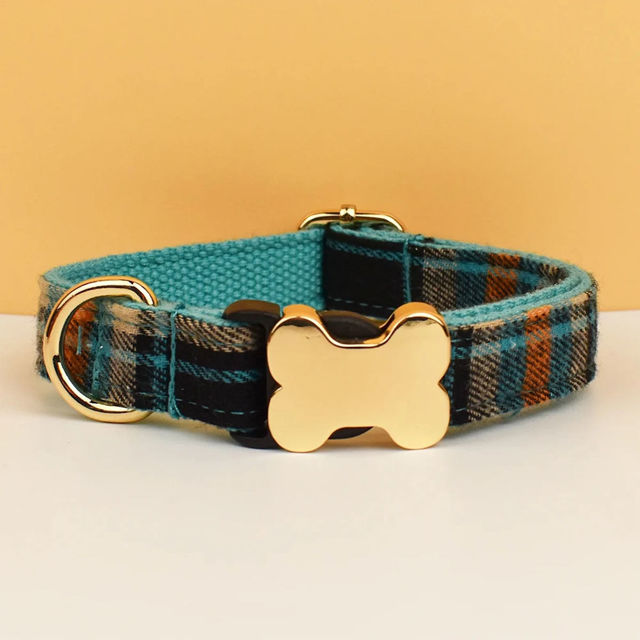 Picture of Personalized Pet Name Collar - Grid Series - Engraved Pet Name Square Tag - Gift for Pets