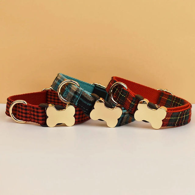 Picture of Personalized Pet Name Collar - Grid Series - Engraved Pet Name Square Tag - Gift for Pets