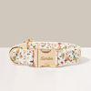 Picture of Personalized Pet Name Collar - Small Floral Series - Engraved Pet Name Square Tag - Gift for Pets
