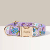Picture of Personalized Pet Name Collar - Small Floral Series - Engraved Pet Name Square Tag - Gift for Pets