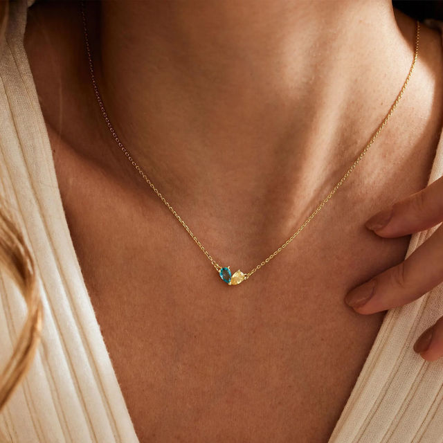 Picture of Custom Heart Shaped Birthstone Necklace - Personalized Necklace for Mother's Day