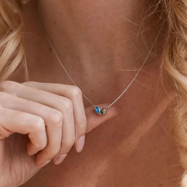 Picture of Custom Heart Shaped Birthstone Necklace - Personalized Necklace for Mother's Day
