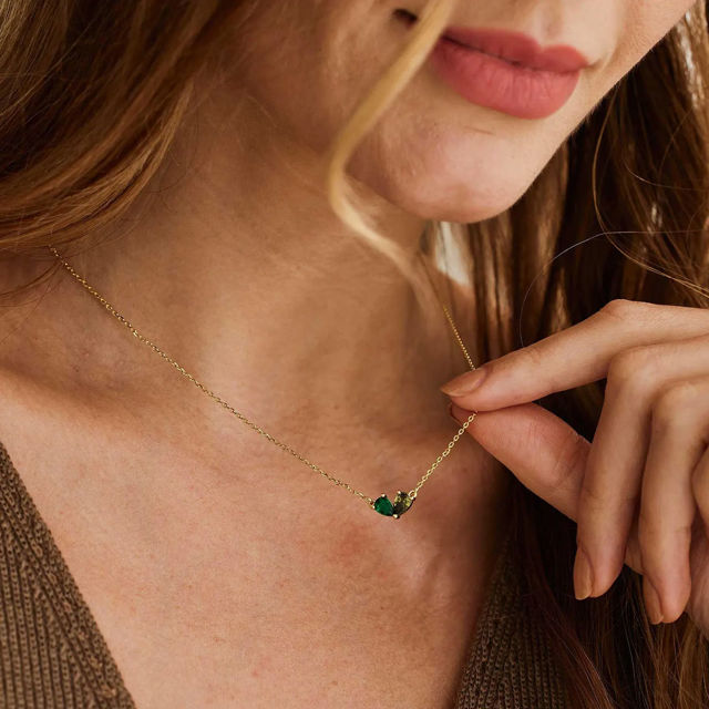 Picture of Custom Heart Shaped Birthstone Necklace - Personalized Necklace for Mother's Day