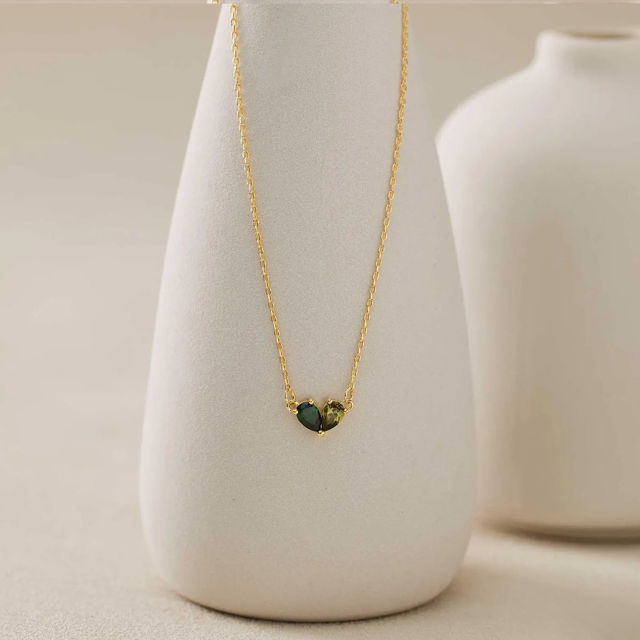 Picture of Custom Heart Shaped Birthstone Necklace - Personalized Necklace for Mother's Day