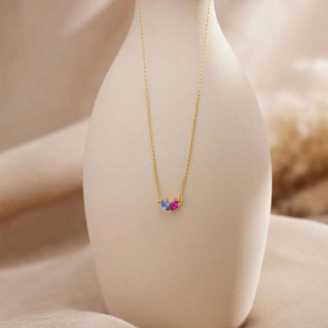 Picture of Custom Heart Shaped Birthstone Necklace - Personalized Necklace for Mother's Day