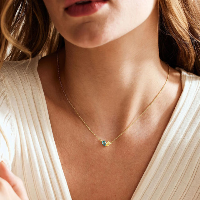 Picture of Custom Heart Shaped Birthstone Necklace - Personalized Necklace for Mother's Day
