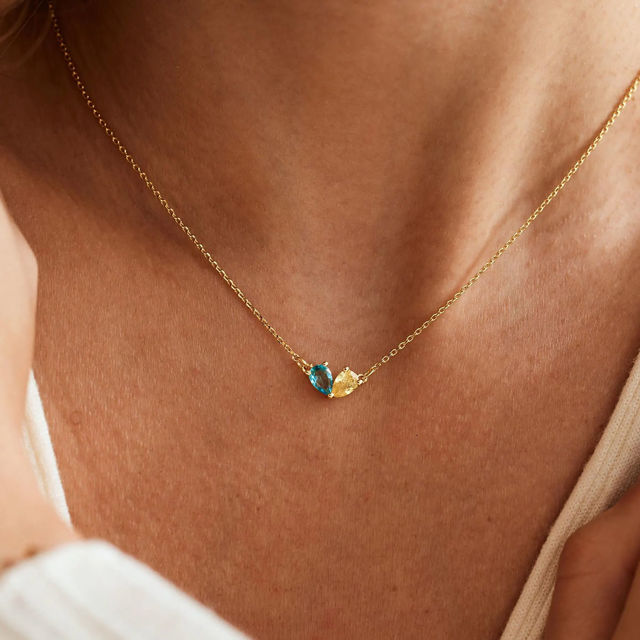 Picture of Custom Heart Shaped Birthstone Necklace - Personalized Necklace for Mother's Day