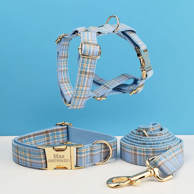 Picture of Personalized Pet Name Collar - 7 Color Grid Series - Engraved Pet Name Square Tag - Gift for Pets