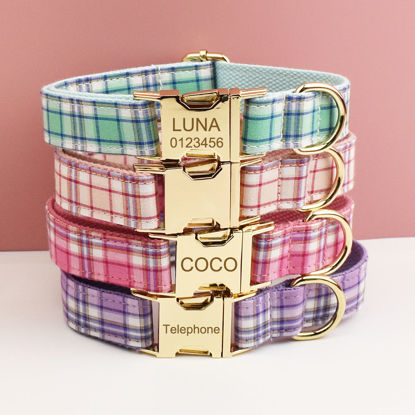 Picture of Personalized Pet Name Collar - 4 Grid Series - Engraved Pet Name Square Tag - Gift for Pets