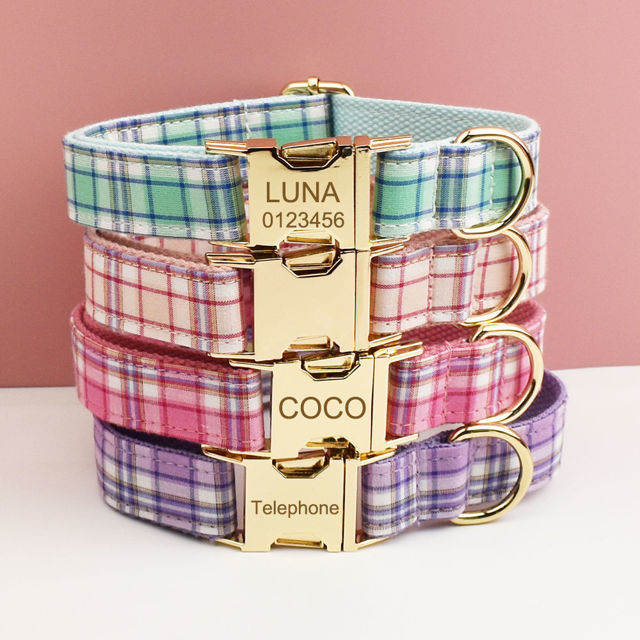 Picture of Personalized Pet Name Collar - 4 Grid Series - Engraved Pet Name Square Tag - Gift for Pets