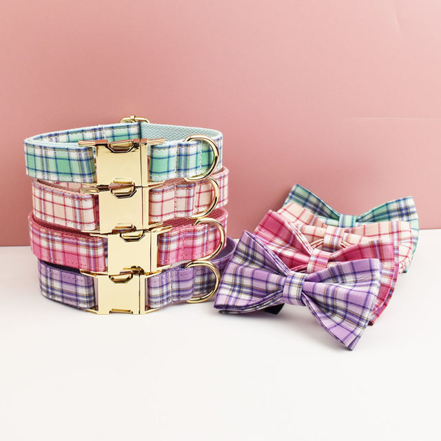 Picture of Personalized Pet Name Collar - 4 Grid Series - Engraved Pet Name Square Tag - Gift for Pets