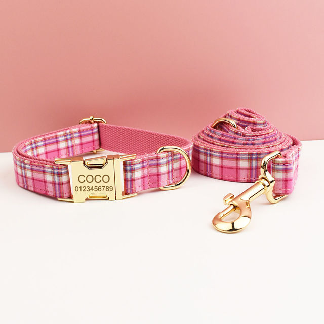 Picture of Personalized Pet Name Collar - 4 Grid Series - Engraved Pet Name Square Tag - Gift for Pets