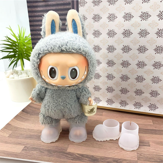 Picture of 17cm Labubu Soft Silicone Rain Shoes - Labubu Doll Accessory - Doll Shoes
