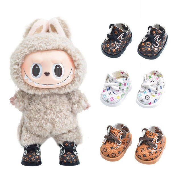 Picture of 17cm Labubu L.V. Inspired Shoes - Labubu Doll Accessory - Doll Shoes