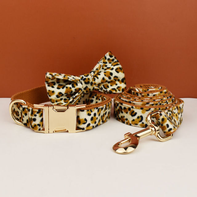 Picture of Personalized Pet Name Collar - Colorful Leopard Series - Engraved Pet Name Tag Metal Buckle - Summer Gifts for Puppy