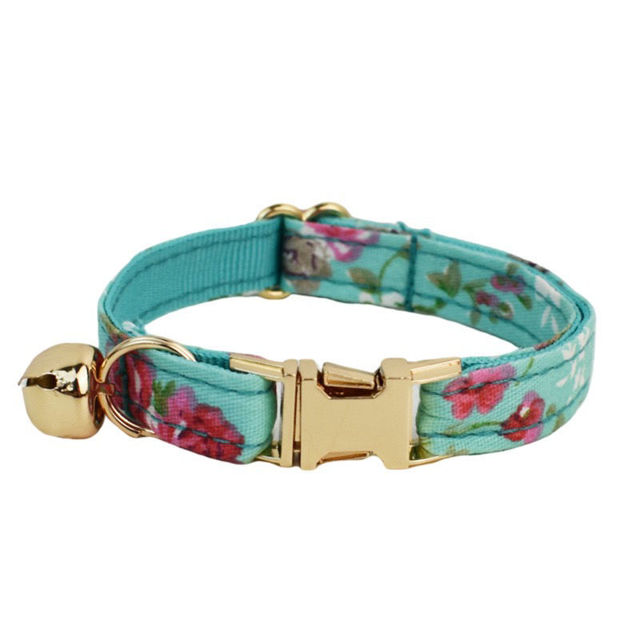 Picture of Personalized Cat Name Collar Set - Floral Series - Engraved Pet Name Tag Metal Buckle - Summer Gift for Cats