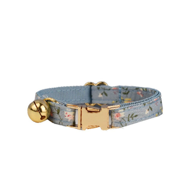 Picture of Personalized Cat Name Collar Set - Floral Series - Engraved Pet Name Tag Metal Buckle - Summer Gift for Cats