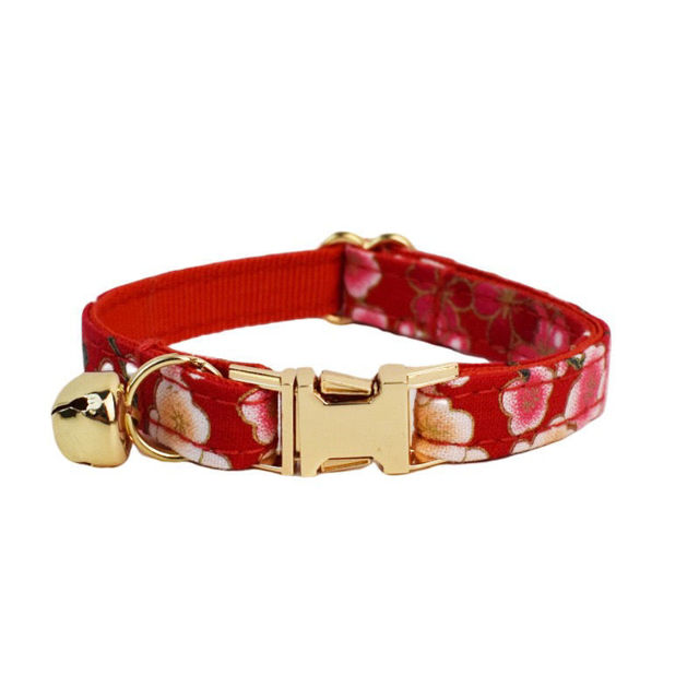 Picture of Personalized Cat Name Collar Set - Floral Series - Engraved Pet Name Tag Metal Buckle - Summer Gift for Cats