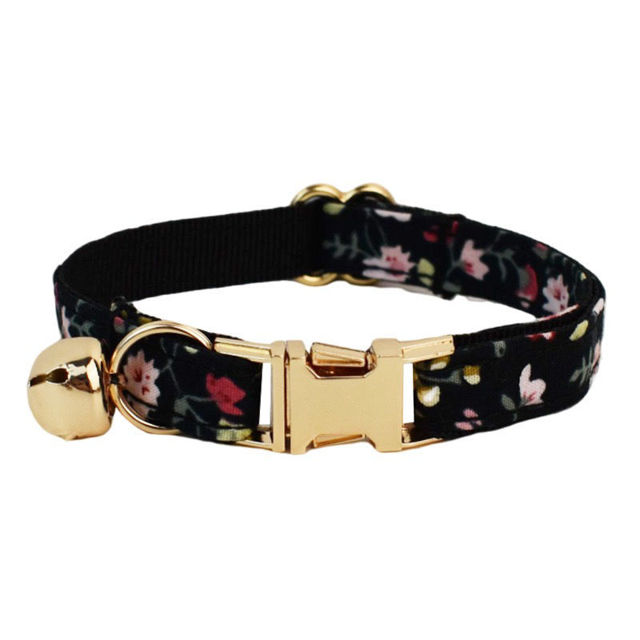 Picture of Personalized Cat Name Collar Set - Floral Series - Engraved Pet Name Tag Metal Buckle - Summer Gift for Cats
