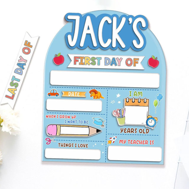 Picture of Personalized Wooden First & Last Day of School Sign - Back to School Photo Board for Kids