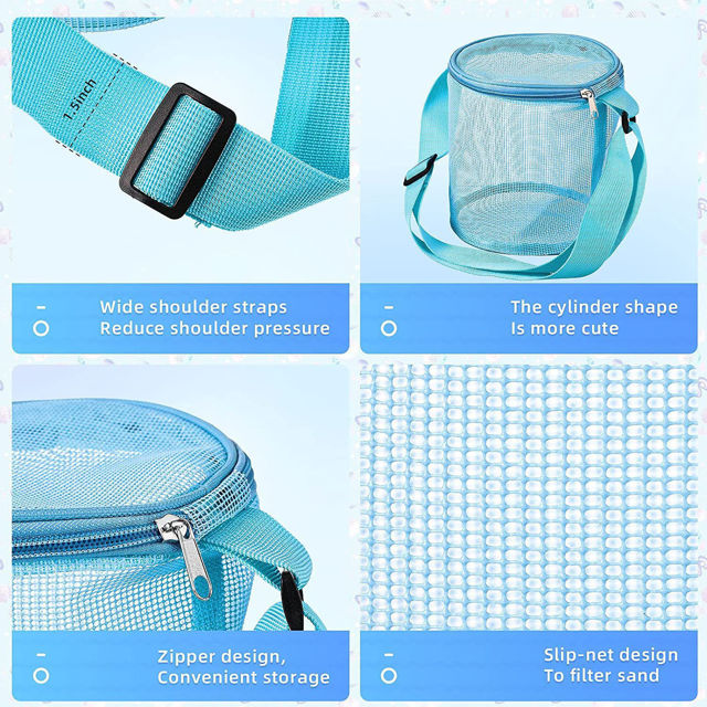 Picture of Custom Embroidered Kids Beach Bags - Custom Mesh Beach Bags - Custom Kids Bucket Shell Bags