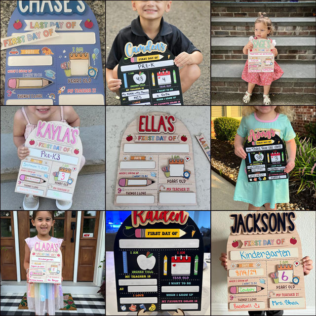Picture of Personalized Wooden First & Last Day of School Sign - Back to School Photo Board for Kids