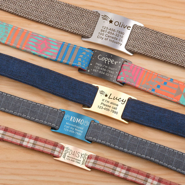 Picture of Custom Slide On Dog & Cat Collar Tag - Personalized Stainless Steel Pet Name Tag with Owner Information