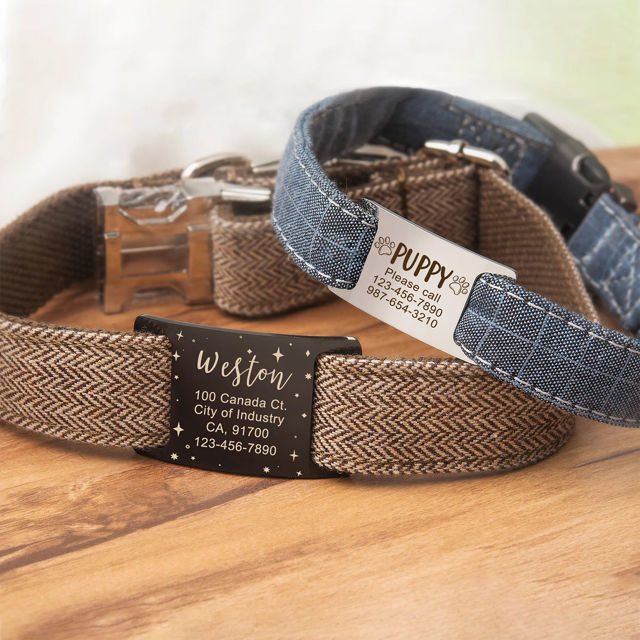 Picture of Custom Slide On Dog & Cat Collar Tag - Personalized Stainless Steel Pet Name Tag with Owner Information