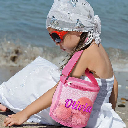 Picture of Custom Embroidered Kids Beach Bags - Custom Mesh Beach Bags - Custom Kids Bucket Shell Bags