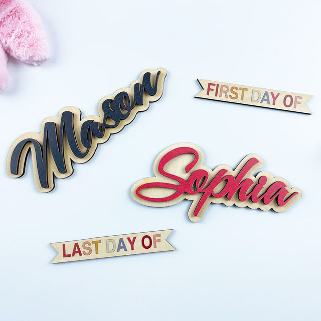Picture of Personalized Wooden First & Last Day of School Sign - Back to School Photo Board for Kids